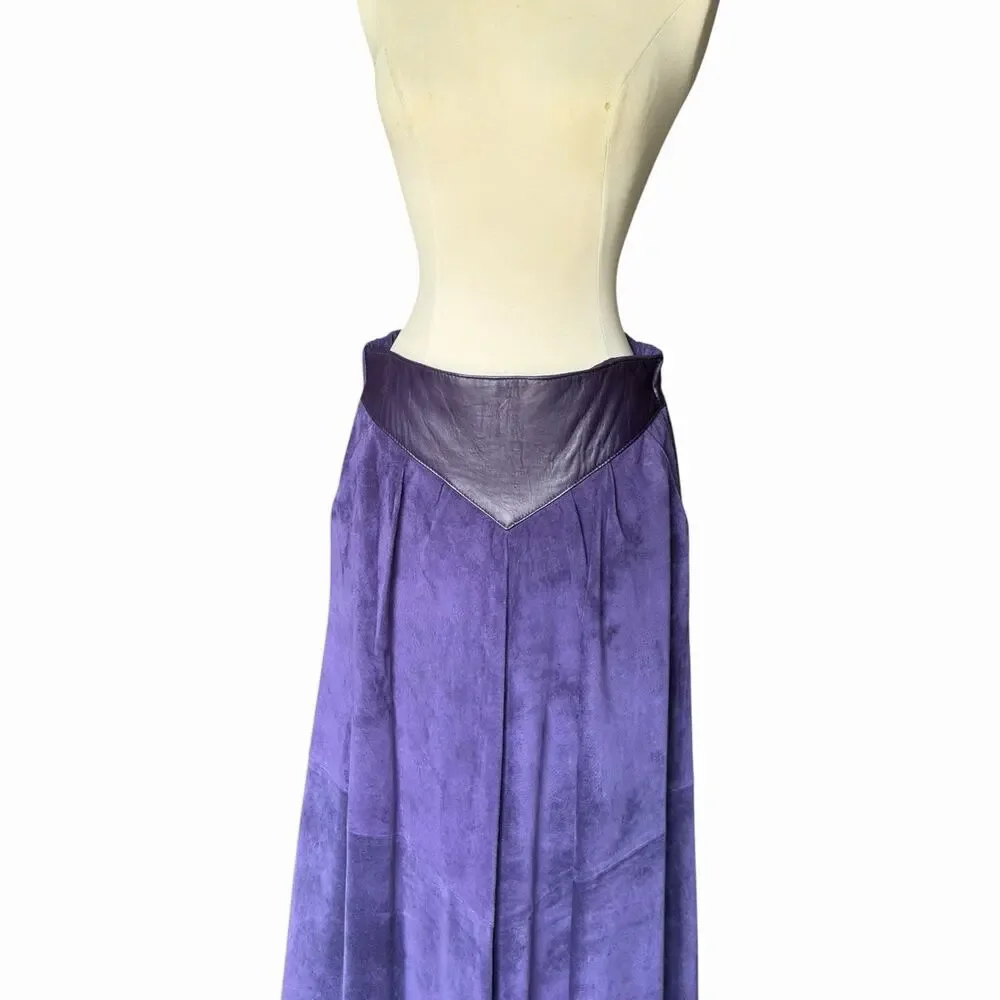 Vintage Liz Roberts Robert Elliott Purple Suede Two Piece Skirt Set Medium - Picture 10 of 16